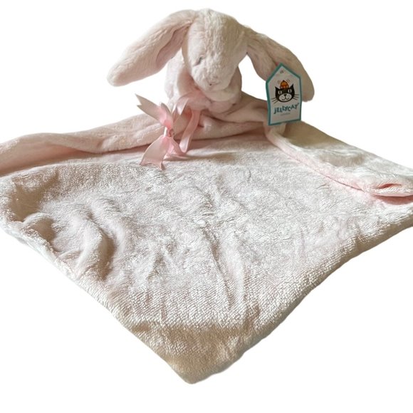 Jellycat Bashful Pink Bunny Soother 13" Lovey Lovie Nunu Security Blanket Baby - Picture 1 of 9